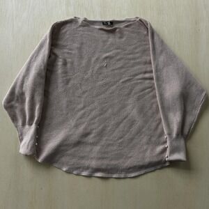 Vila Milano Sweater Womens Large Beige Boat Neck Button Cuff Knit Pullover